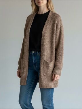 JILLUMI Popcorn Knit Textured Open Front Oversized Cardigan Sweater Size8/L NWOT